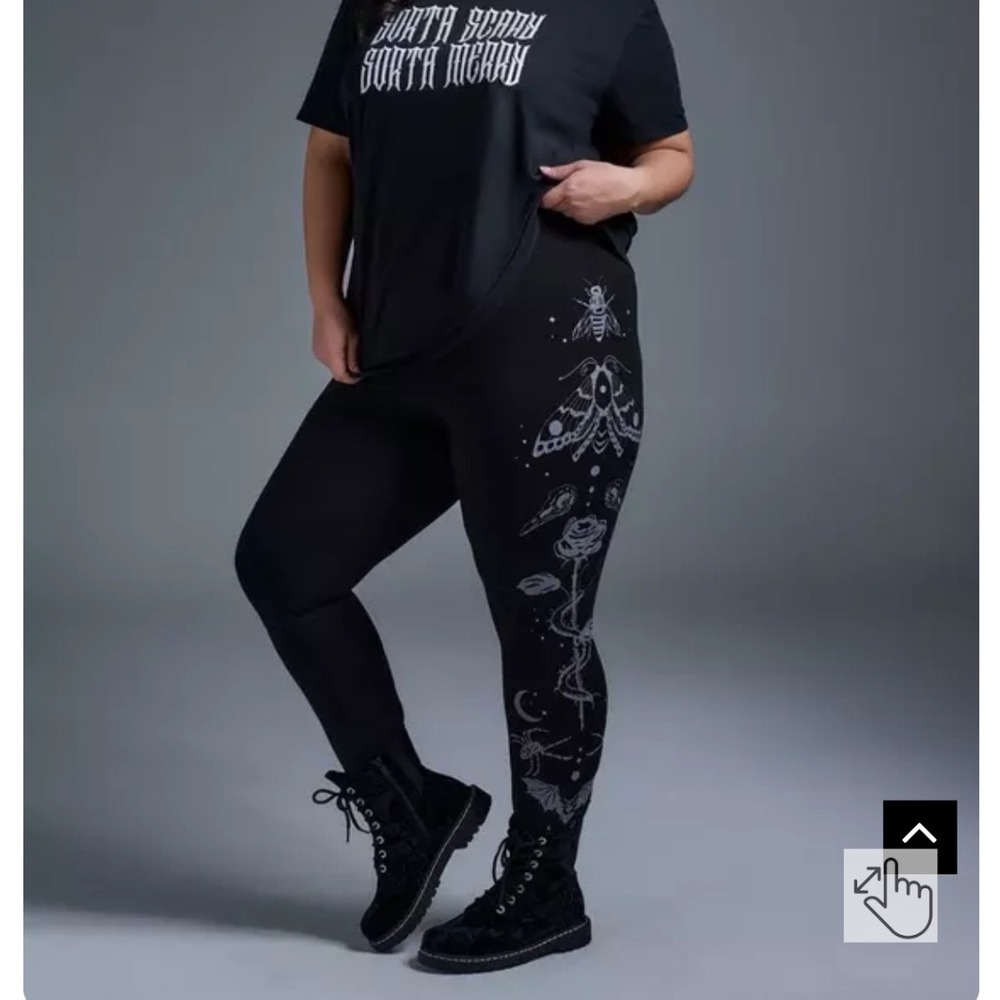 Torrid Nightfall Totem Gothic Leggings 5XL Black Moth Spider Bat Celestial Print